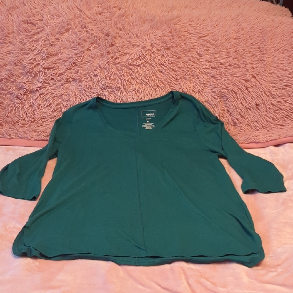 Sonoma Green 3/4 Sleeve Relaxed Blouse